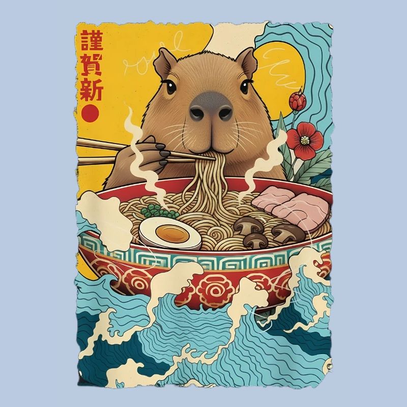 Capybara Eats Ramen Noodles