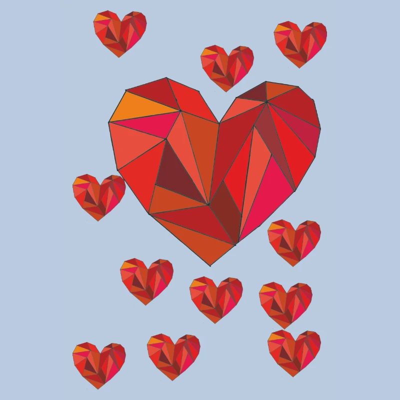 Geometric heart pattern in warm red