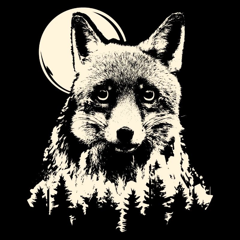 Fox Forest Moon Nature Tree Moonlight Animals Symbol