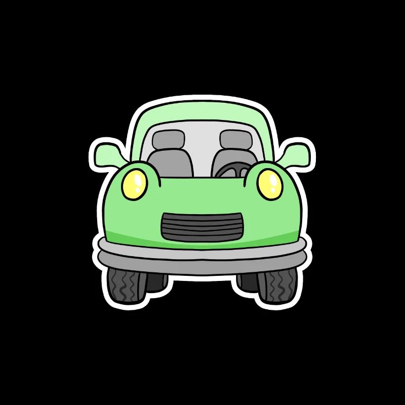 Cheerful green wagon front view