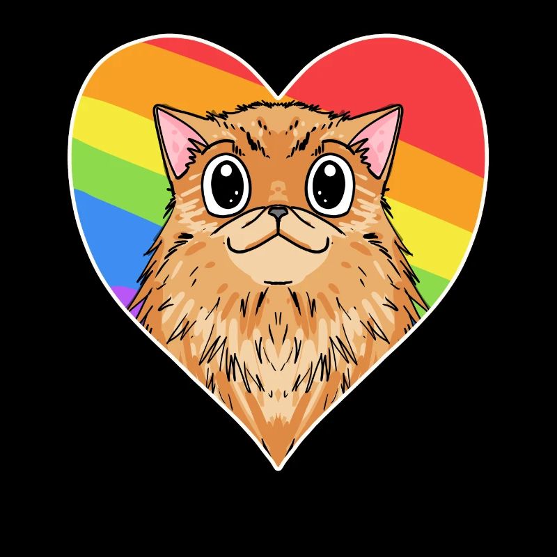 Regenbogen - Katze mit Herz
