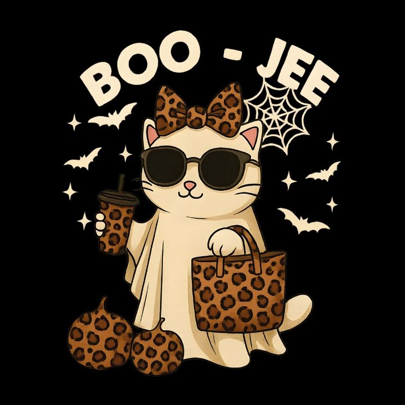 Flirtatious Leopard Ghost Coffee Boo Cat Halloween
