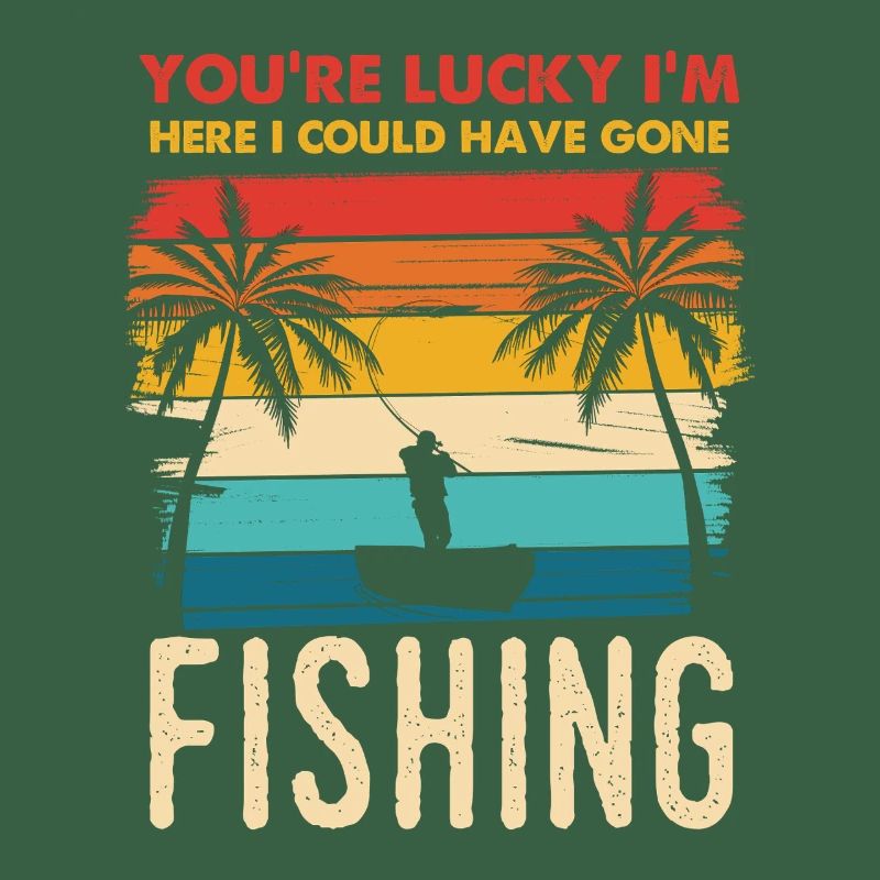 Fischerei Retro Sunset Silhouette