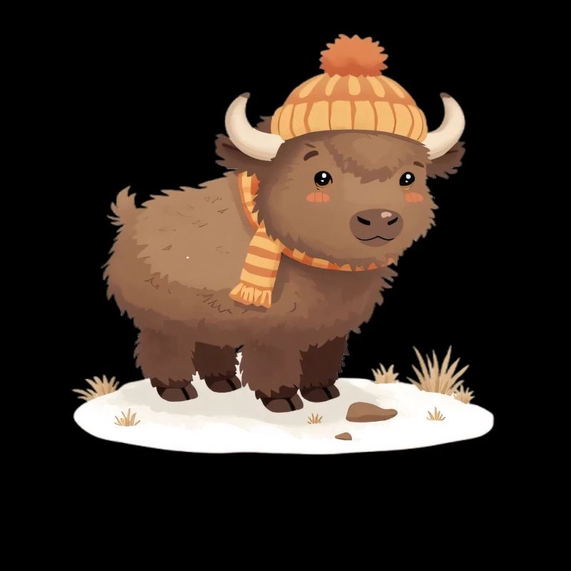 Winter bison with cap