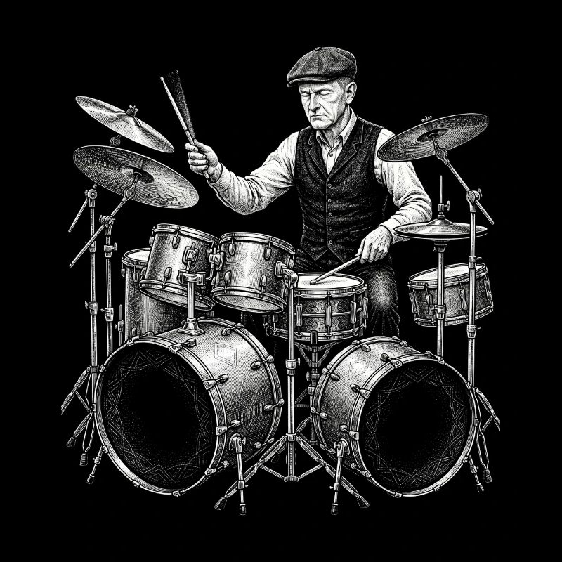 Calvin Coolidge plays drums