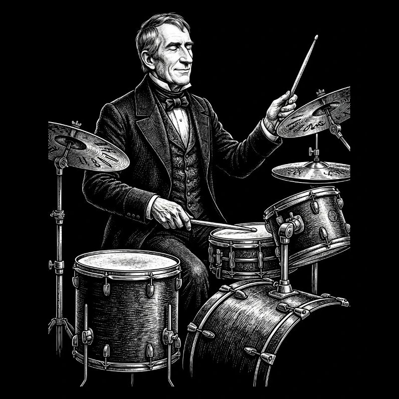 William Henry Harrison plays drums