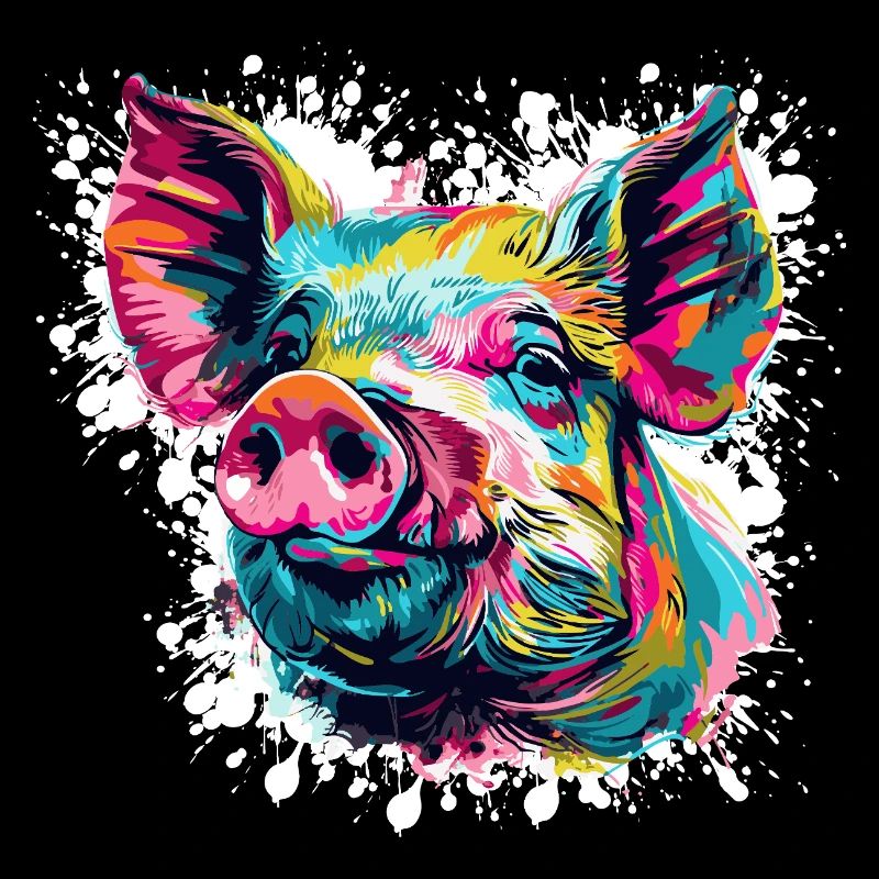 Explosion de couleurs Pop Art Pig Head
