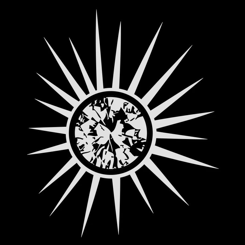 White sun with diamond.