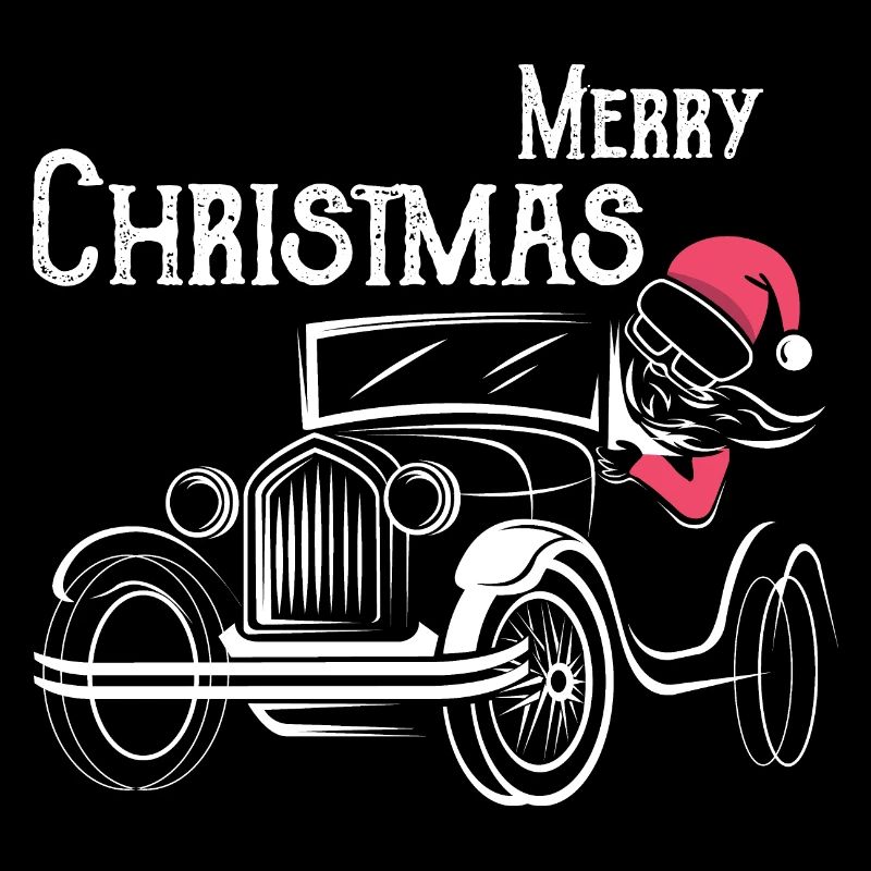 christmas oldtimer Autos lustiger Weihnachtsmann