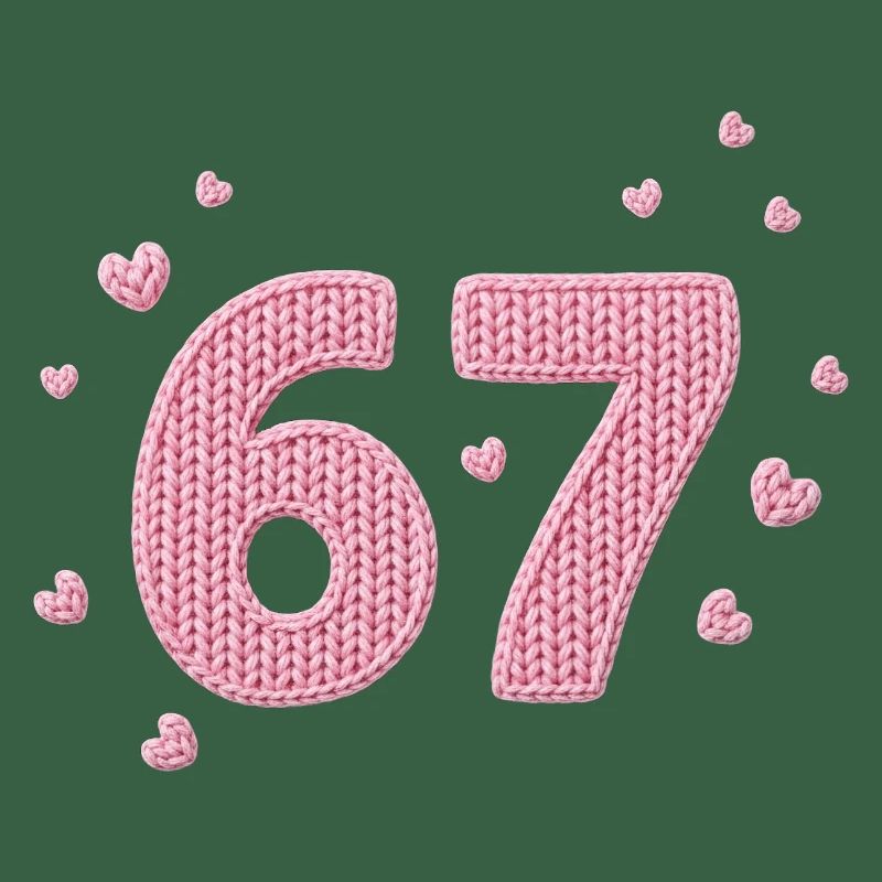 6 7 Meme – Pink Heart Pattern