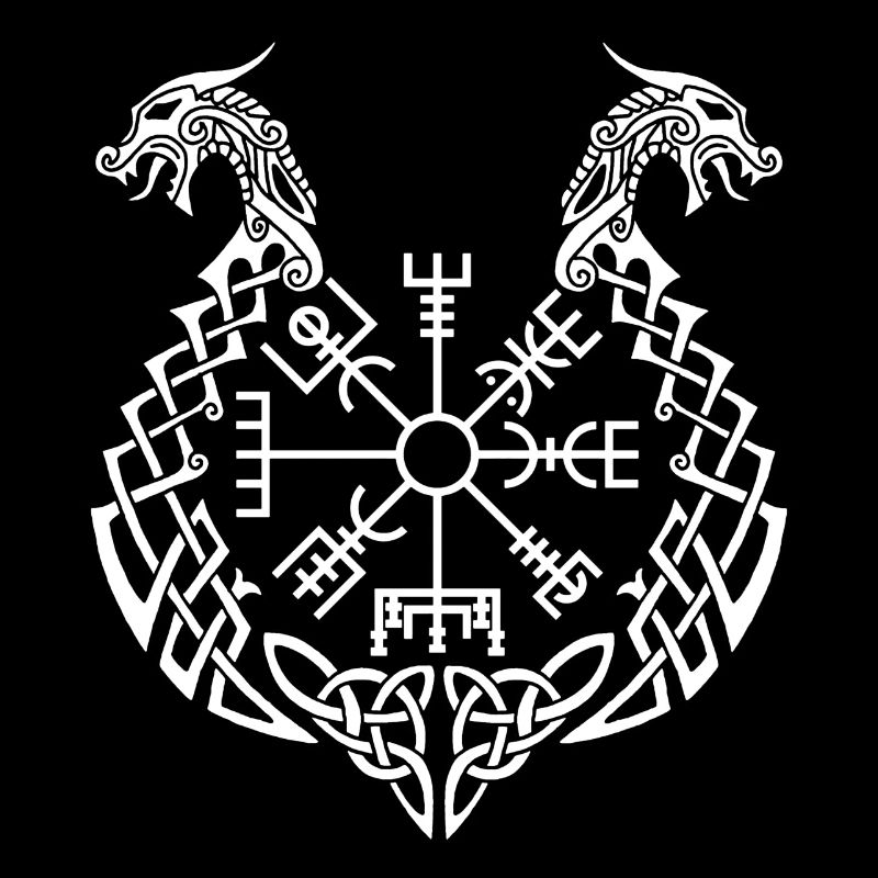 Weißer Drache und Wikingerkompass