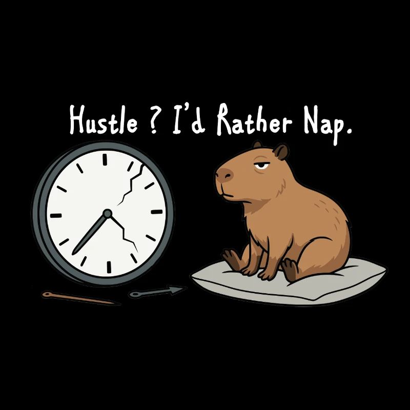 Capybara Nap Humor Broken Clock White
