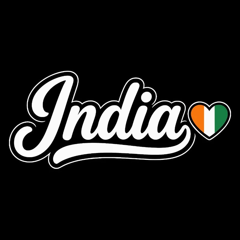 India Script with Flag Heart Patriotic
