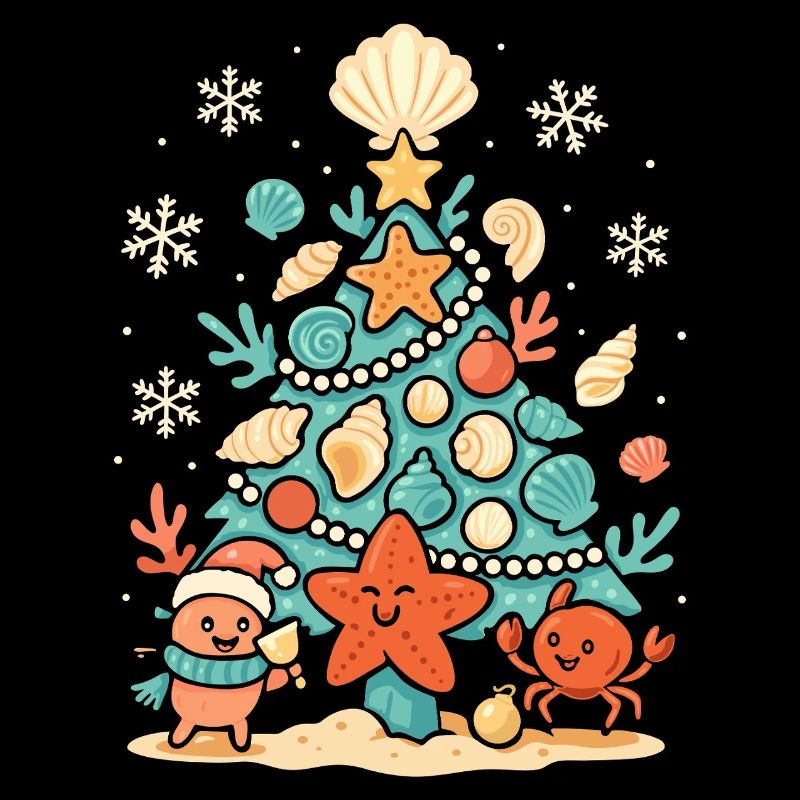 Maritime Christmas Tree with Starfish & Crab