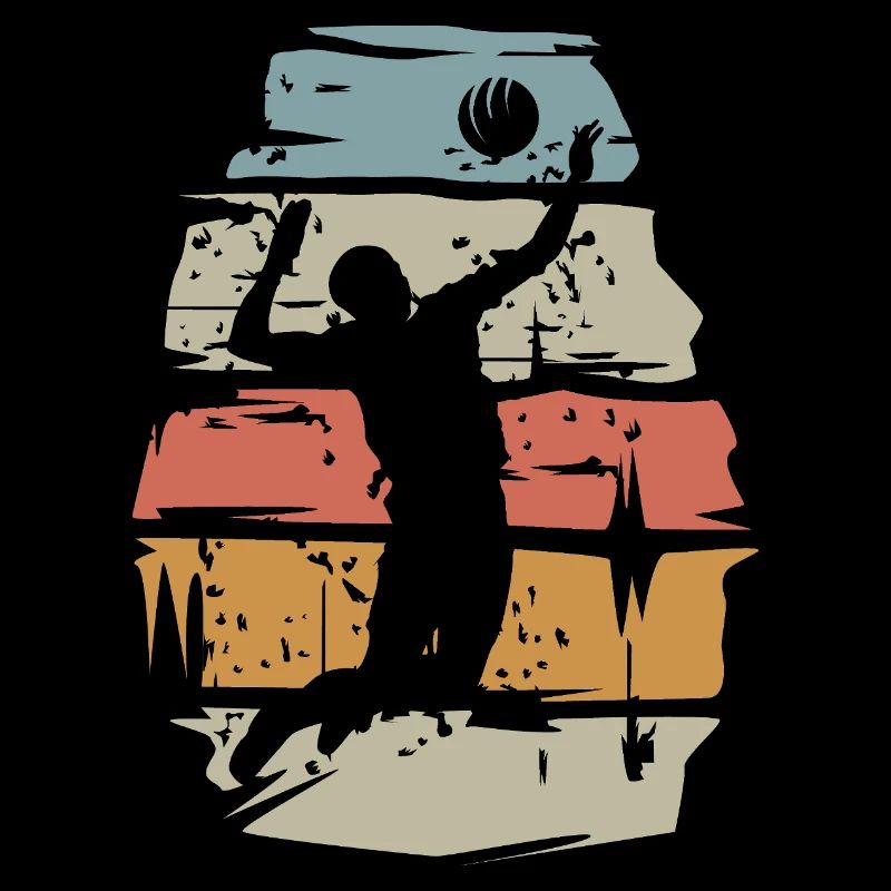 retro volleyball player - ball attack scratch