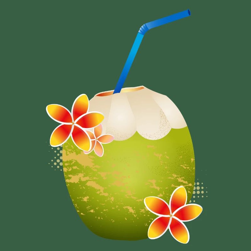 Cocktail de noix de coco décoré avec fleur & paille