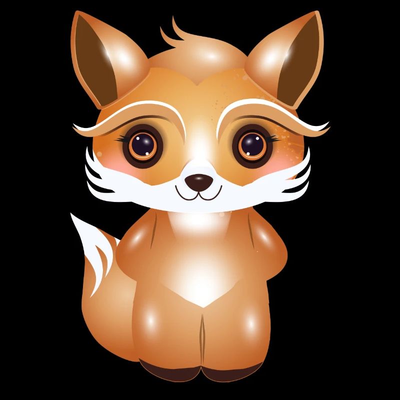 Renard mignon dans le style comique kawaii