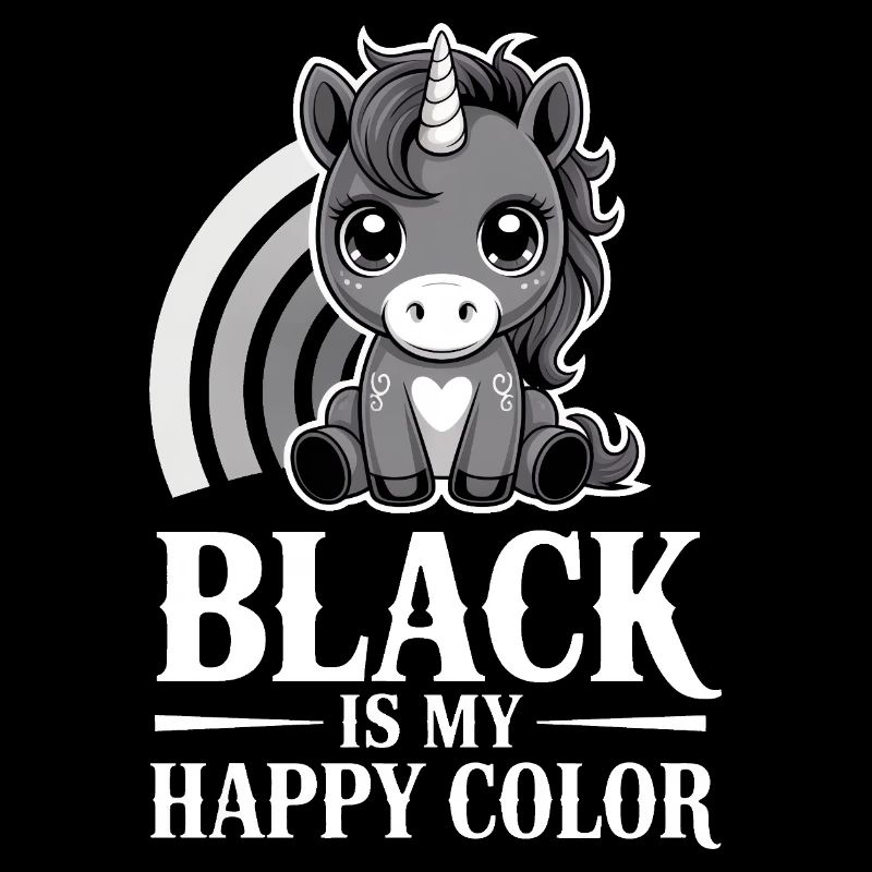 Le noir est ma licorne de couleur joyeuse