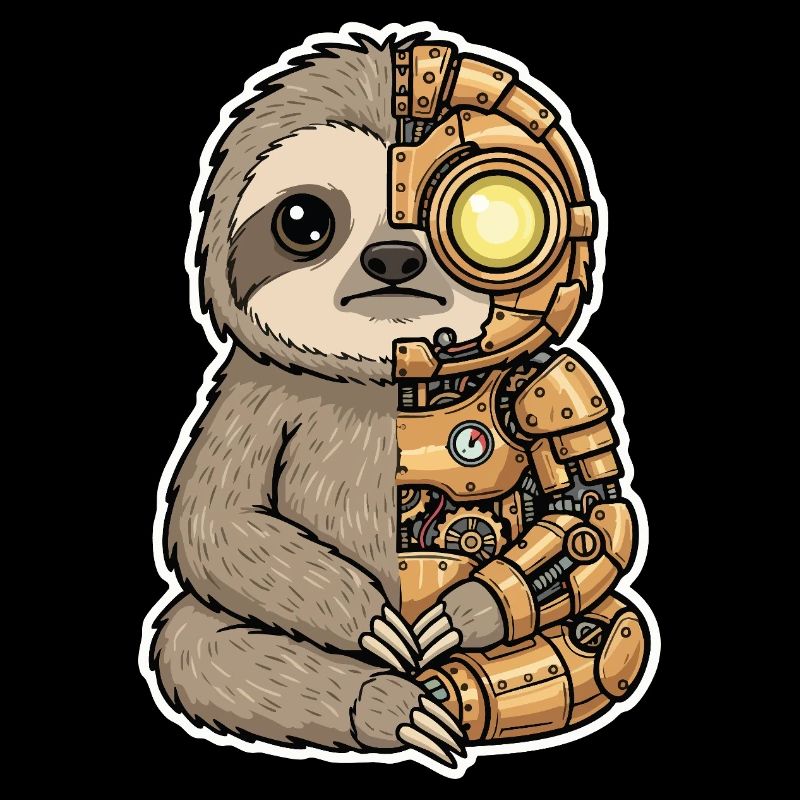 Sloth Cyborg Steampunk Mechanical Gold