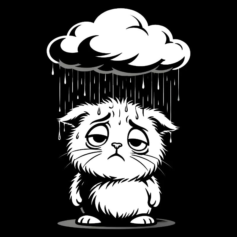 Chat Triste - Chaton Rétro Comic