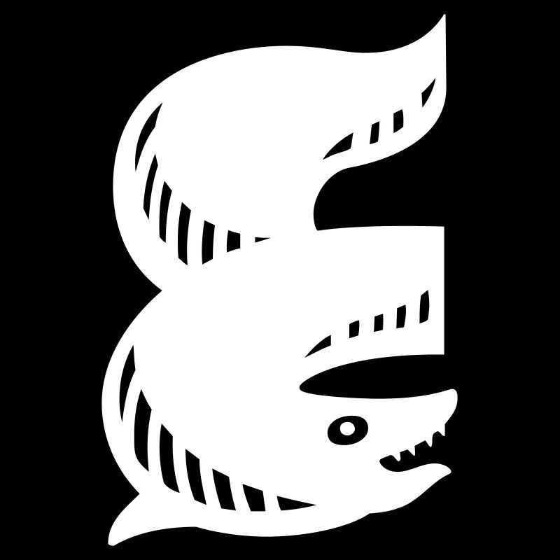 Fish Symbol | E Letter | white Vectorgraphic