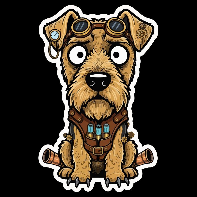 Steampunk Terrier Dog Propulsion und Fläschchen