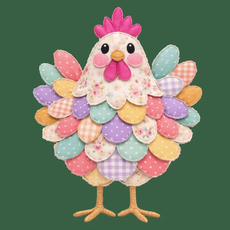 Cute Patchwork Hen Rustic Style