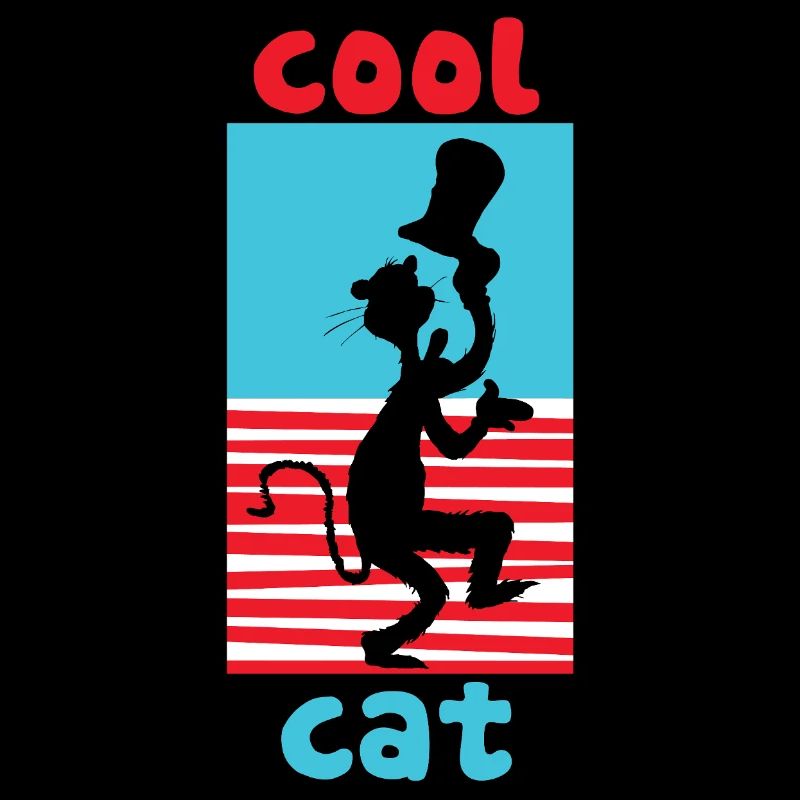 Le Chat Chapeauté Design Chat Cool Bleu-Rouge