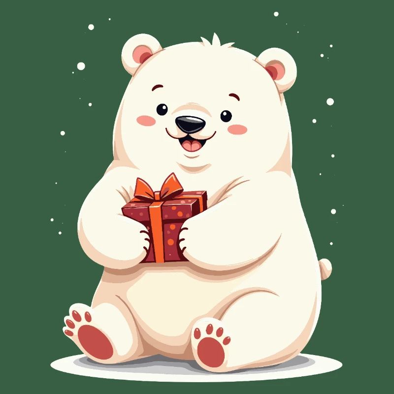 Niedlicher Eisbär mit Geschenkillustration