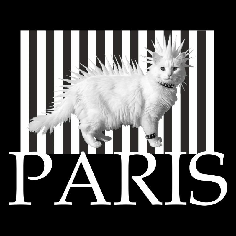 Paris Mohawk Punk Cat in Stripe Print
