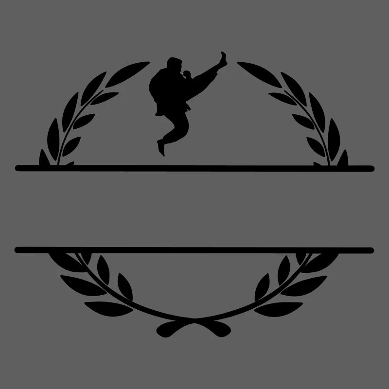 Karate oder Taekwondo gesprungener Schaufel Lorbeerkranz