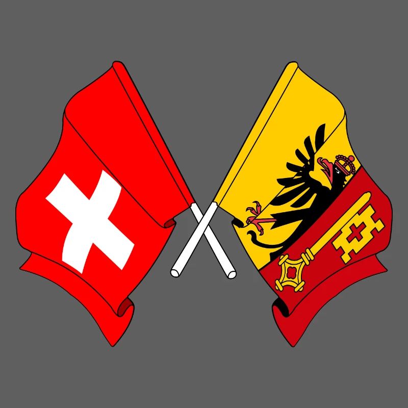 Flagge Schweiz und Flagge Kanton oder Genf