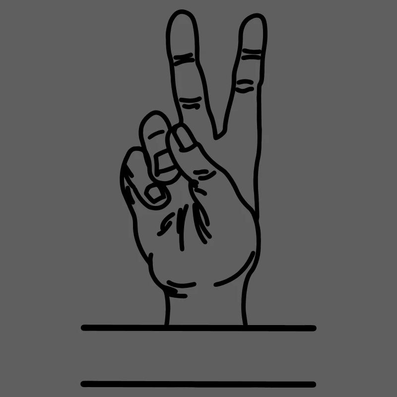 Text space with hand gesture peace