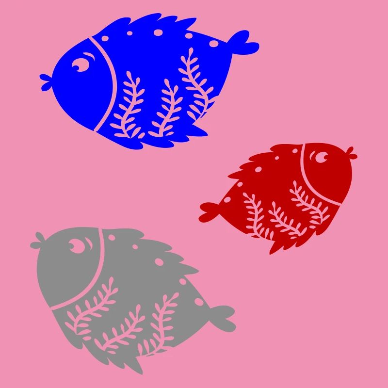 Three colored fish