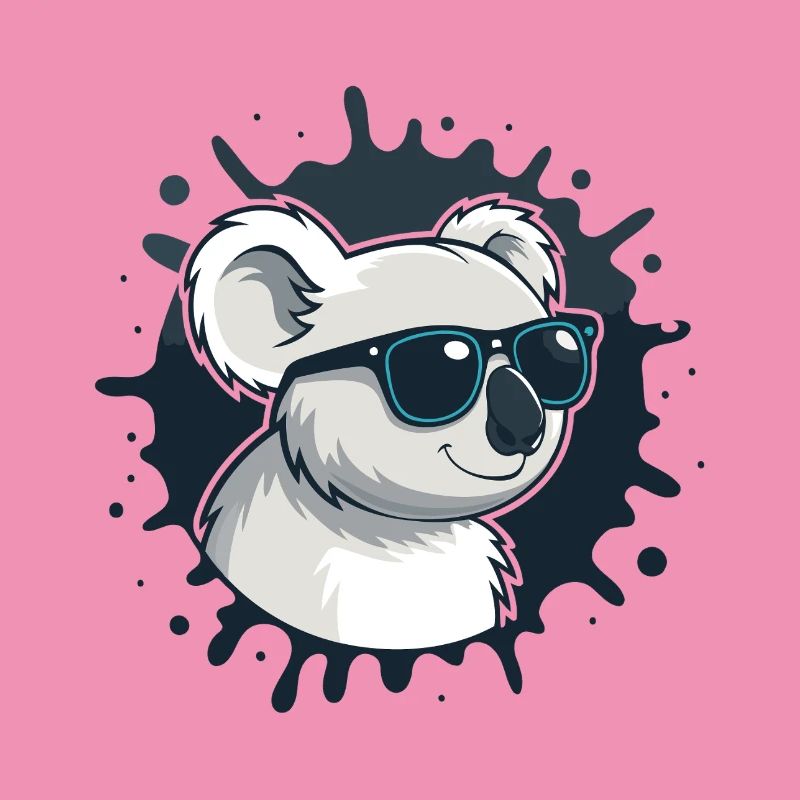Koala chic glasses on blue splash