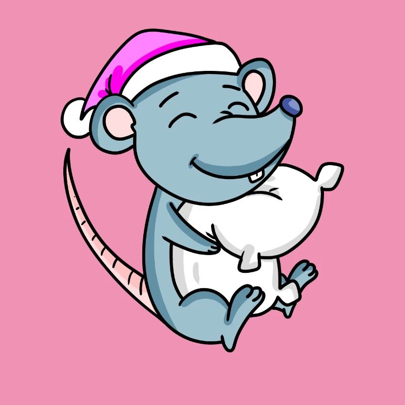Mouse with pillow and sleeping cap