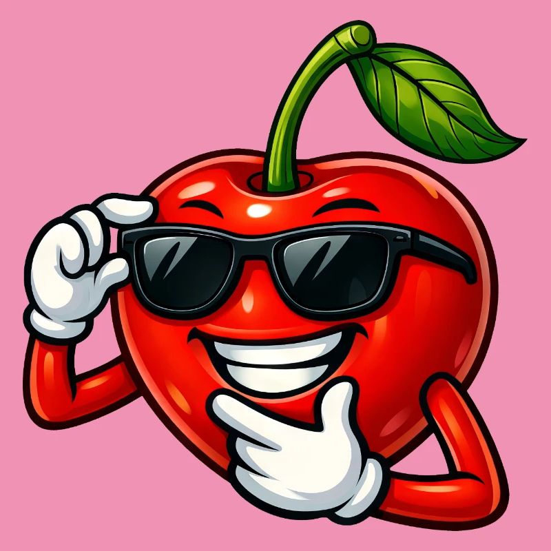 Cool Cherry Cartoon Comic Fruit Design