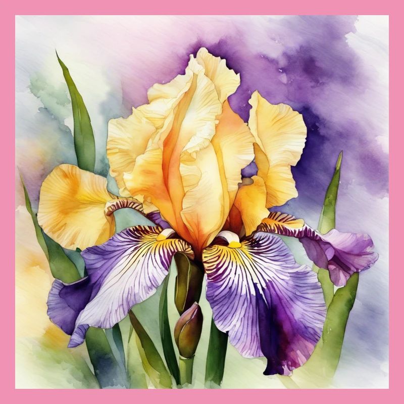 Iris iris violet orange | Conception à l’aquarelle