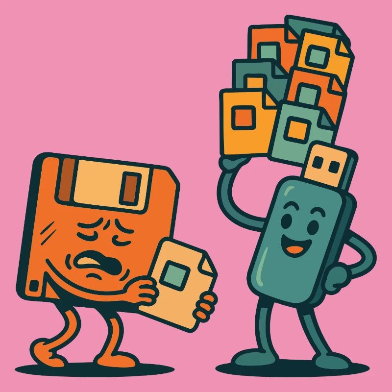 Floppy Disk vs USB Drive Retro Tech Sarcasm