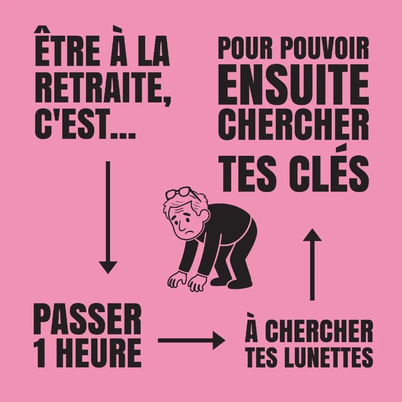 Im Ruhestand mit oder ohne Brille (schwarzer Text)