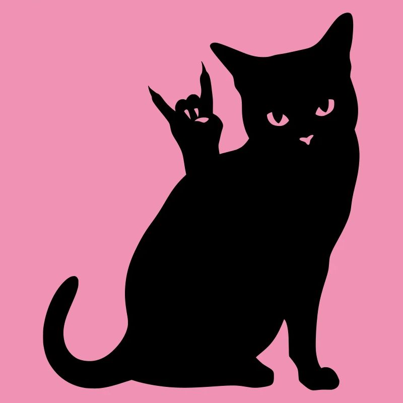 Black Cat – Devil Horns Silhouette
