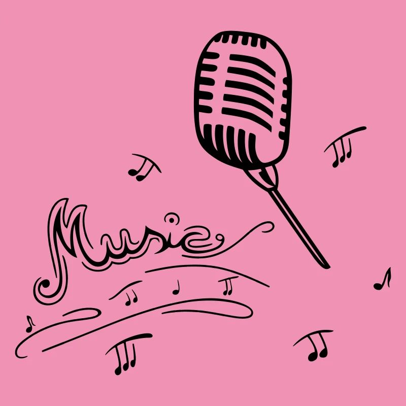 Retro microphone with music notes