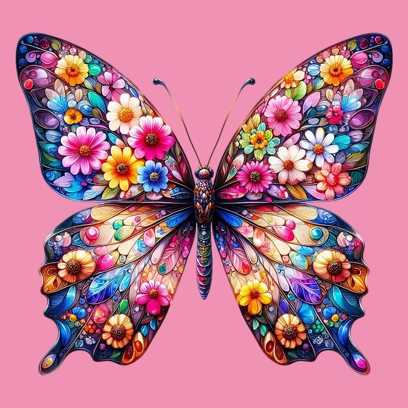 Papillon décoré de fleurs