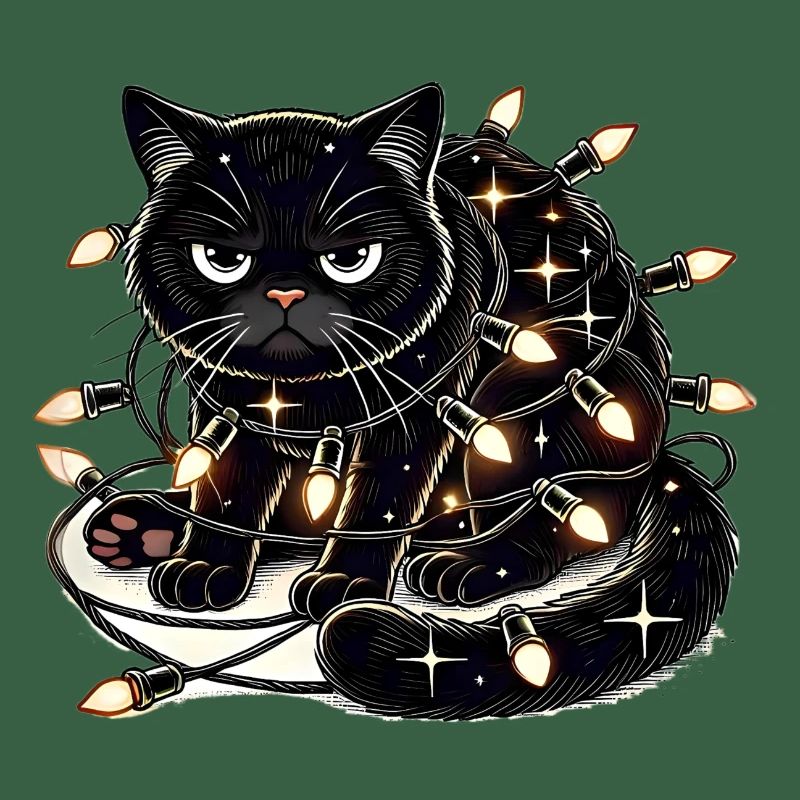 Grumpy Christmas Cat. Meow but please without tinsel