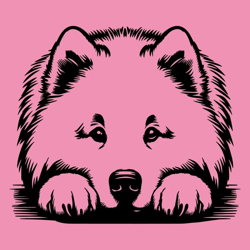 Samoyed head with paws