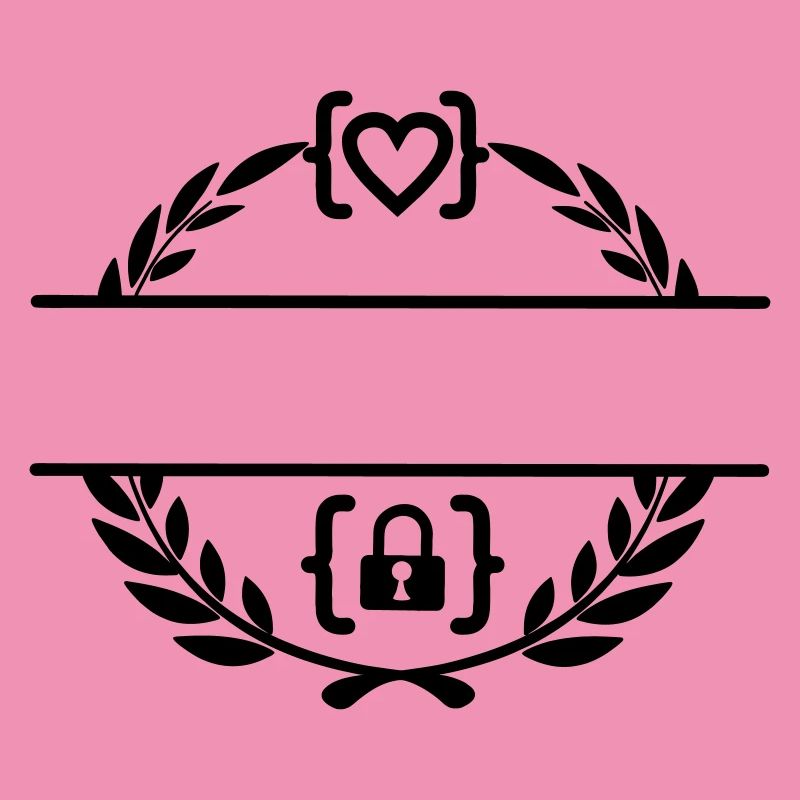 Code mit Herz und Code mit Schloss in Lorbeerkranz m