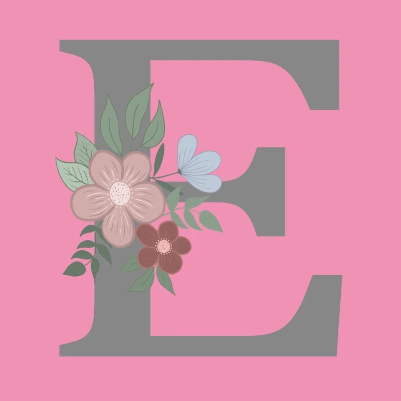 Lettre E avec gris fleur