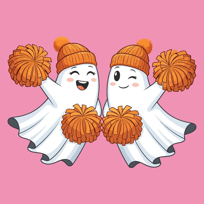 Fantômes mignons avec des pompons