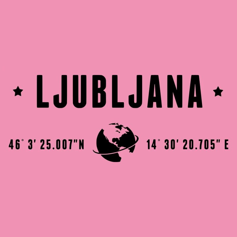 Ljubljana GPS Coordinates Globe Modern Typography
