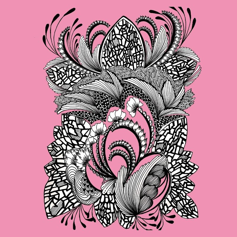 Black and white pattern flowers